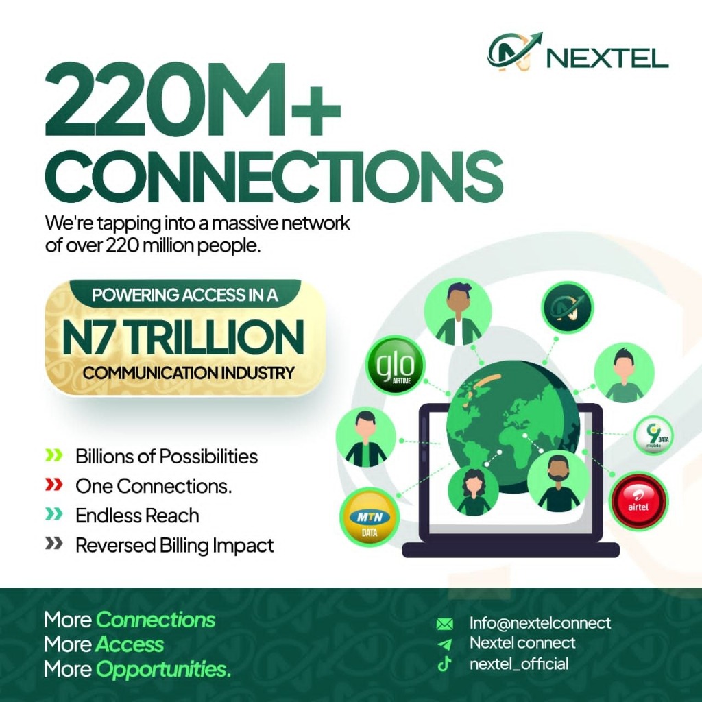 Nextel 220M active connections and N7 Trillion industry infographic dashboard